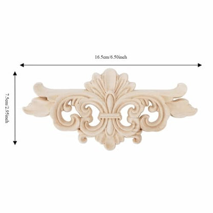2Pcs Wood Carved Applique Decals – Unpainted Floral Onlay Ornament for Door, Furniture & Cabinets, DIY Project, Doors and Windows(Small) - size: Small