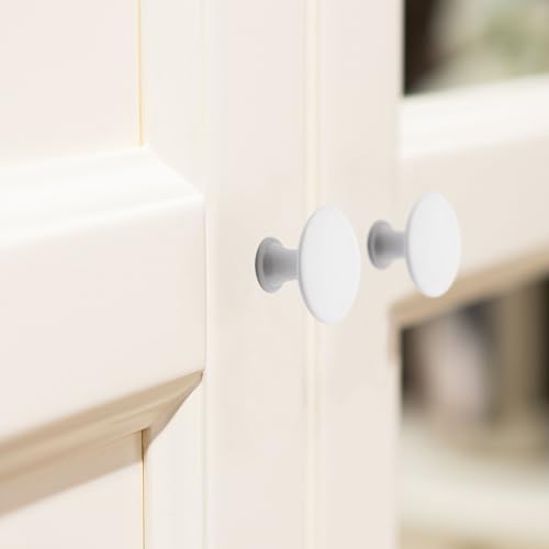 8 Pcs White Cabinet Knobs, Round Dresser Knob Kitchen Drawer Knobs, Single Hole Cupboard Door Knob Dresser Drawer Pulls Handles - color: White, size: 8 Pack