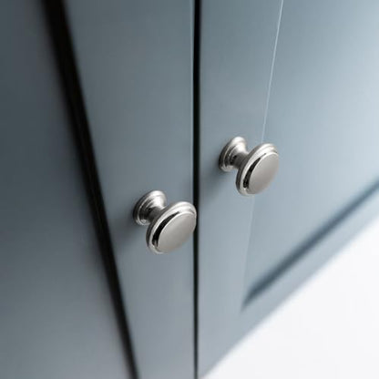 Set of 12 Satin Nickel Cabinet Knobs – Rounded Tiered Shape Modern Kitchen Hardware Contemporary Drawer Handles - color: Brushed Satin Nickel