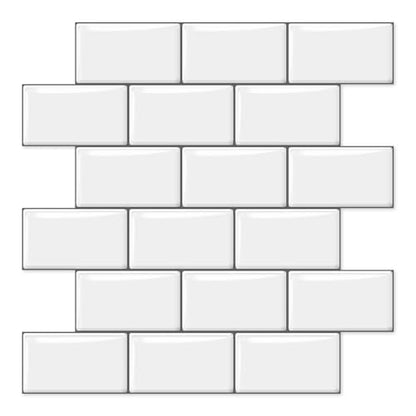 10 Sheets Thicker Design Peel and Stick Backsplash, 12"x12" Peel and Stick Wall Tiles, Subway Look Marble Tiles Backsplash for Kitchen and Bathroom, White - color: White
