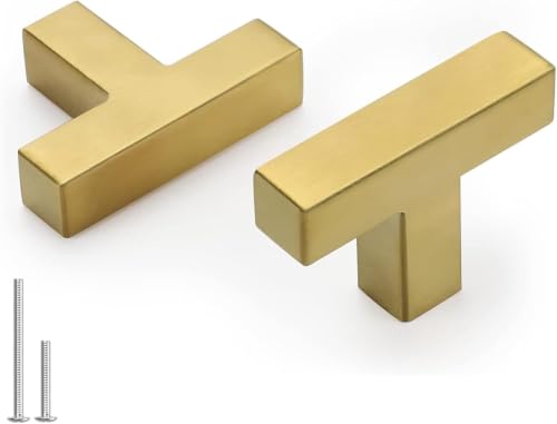 Goldenwarm 35 Pack Gold Cabinet Knobs，Brushed Brass Drawer Knobs - color: Gold, size: Single Hole