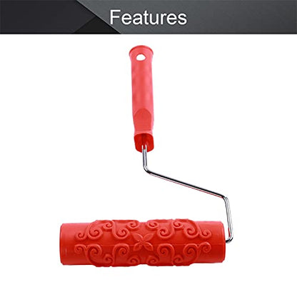 Utoolmart 7" Home Wall Rubber Paint Roller 175mm Wooden Grain Painting Roller with Plastic Handle 1Pcs - size: EG190T