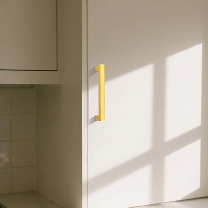 KNOBWELL 20Pack 3-3/4 Inch Brushed Gold Cabinet Pulls Stainless Steel Kitchen Cabinet Handles Square Drawer Pulls Modern Cabinet Hardware Handles，96mm Hole Centers - color: Brushed Gold, size: Hole Center:3-3/4 inch(96mm)