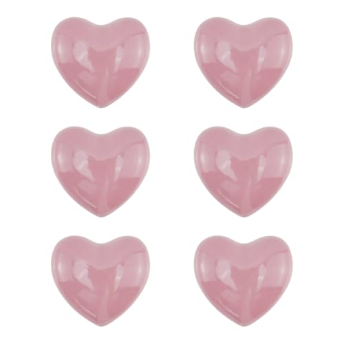 Dnyta 6 Pcs Heart Shaped Ceramic Knobs Glossy Ceramic Pulls Drawer Knobs - style: Pink,Heart Shaped