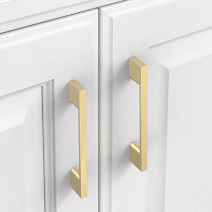 9BUILD 10 Pack Brushed Brass Cabinet Pulls 3.75 Inch Kitchen Cabinet Handles, Cabinet Hardware for Cupboard Drawer Pulls - color: Brushed Brass, size: 3.75"/96MM Hole Center, style: 10 Pack