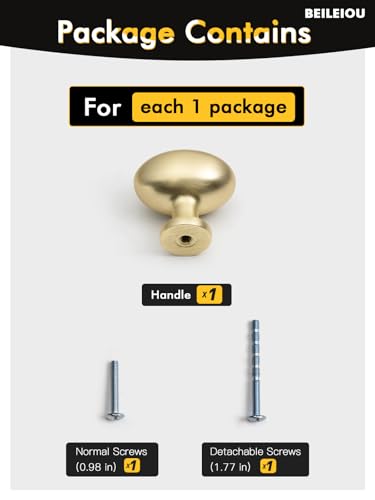 Oval Brushed Gold Cabinet Knobs, Zinc Alloy for Drawer Knobs for Dresser Cupboard Wardrobe, Kitchen Cabinet Pulls (5, Brushed Gold, Egg knob) - color: Brushed Gold