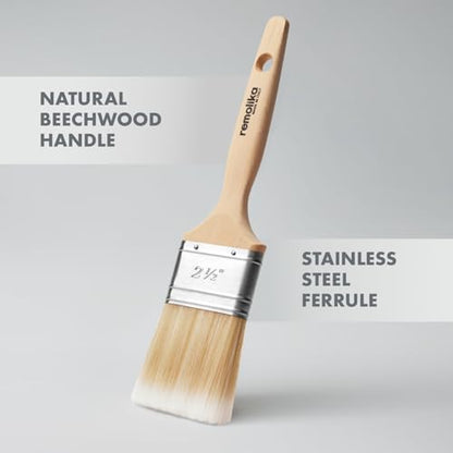 3 - Pack Premium Paint Brushes - Made in Italy – 1.5 Inch Flat Paint Brush, 2 Inch Angle Sash Brush, 2.5 Inch Flat - Ideal for Professionals and Homeowners - size: 3 Pack ( 1.5" Flat, 2.5" Flat, 2" Angle)