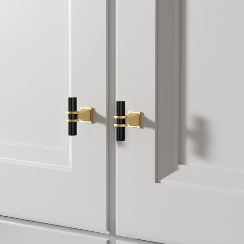homdiy 30 Pack Black & Gold Cabinet knobs - Modern Cabinet knobs for Kitchen Cabinets, Dresser Draers & Wardrobe Hardware, Durable Zinc Alloy with Matte Finish - color: Black&Gold, size: Single hole