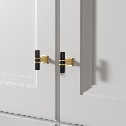 homdiy 30 Pack Black & Gold Cabinet knobs - Modern Cabinet knobs for Kitchen Cabinets, Dresser Draers & Wardrobe Hardware, Durable Zinc Alloy with Matte Finish - color: Black&Gold, size: Single hole