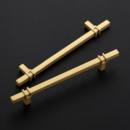 HOME EDIT 25 Pack 6-1/4 inch Cabinet Handles, Kitchen Cabinet Handles Gold Drawer Pulls Zinc Alloy Square Bar Kitchen Pulls - color: Gold, size: 6-1/4 Inch Hole Center