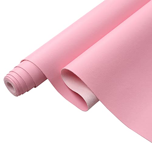 Picheng Smooth Faux Leather Sheets: 13.8"X53" Solid Soft Faux Leather Roll - color: Pink
