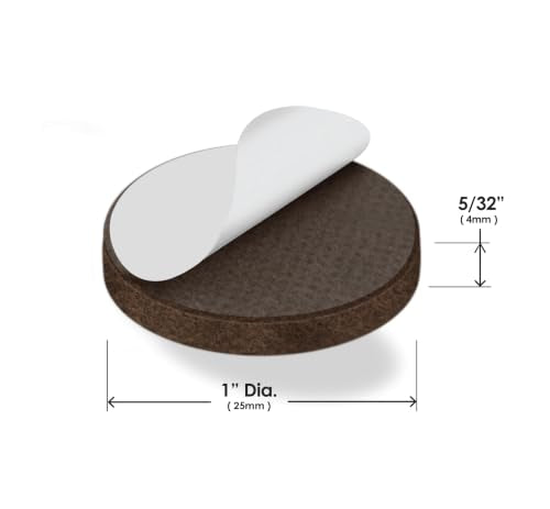 Slipstick GorillaFelt Premium Felt Furniture Pads/Chair Floor Protectors (1 Inch Round) Includes 48 Heavy-Duty Felt Pads with Self Stick Adhesive, Brown - size: 48 PCS 1" Brown