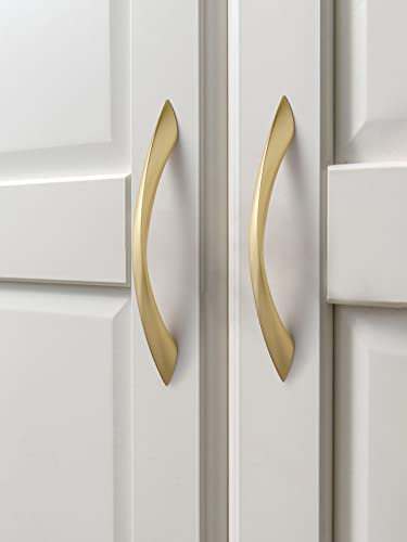 Brushed Gold Cabinet Pulls 5 Inch Arch Twisted Brass Handles Drawer Kitchen Cupboard Bathroom Dresser Cabinet Hardware Zinc Alloy 5 Pack - color: Brushed Gold, size: 5 Inch Hole Centers