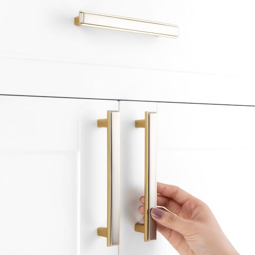 Nickel and Gold Cabinet Pulls Drawer Handles 5 Inch 5 Pack 2281 - color: Brushed Nickel & Gold, size: 5 In Hole Distance, style: 5 Pack