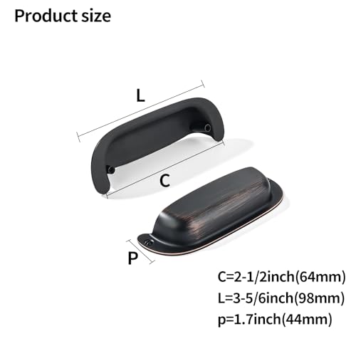 khtumeware 2 Pack 2-1/2"(64mm) Hole Center Retro Drawer Pulls Oil Rubbed Bronze Cabinet Bin Cup Pulls Bathroom Hardware Cabinet Handles Drawer Handles Knobs - color: Oil Rubbed Bronze, size: 2-1/2"(64mm) Hole Center, style: 2-Pack