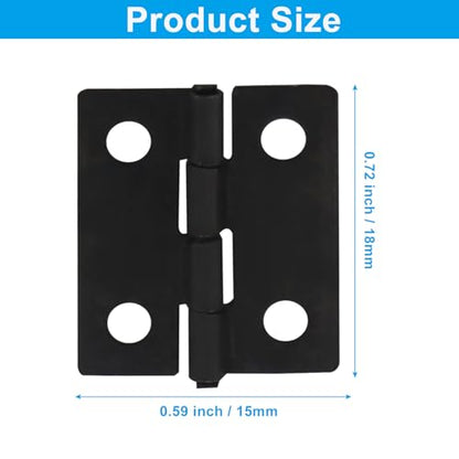 50 Pack 18 x 15mm Mini Hinges with Screws, Black - color: Black