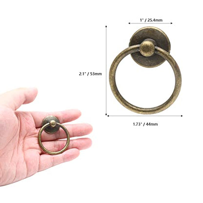 5Pcs 1" x 2" Bronze Ring Drawer Pulls - color: Bronze