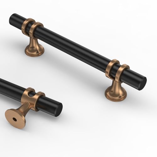 Asidrama 10 Pack 3 Inch(76mm) Champagne Bronze and Matte Black Kitchen Cabinet Handles, Cabinet Pulls Kitchen Cabinet Hardware Cupboard Handles Drawer Pulls - color: Black-Champagne Bronze, size: 3" Hole Center, style: 10 Pack