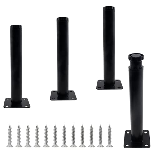 Bivethoi 4 PCS Black Adjustable Furniture Legs, 6.7 Inch / 170mm - size: 6.7 Inch / 170mm