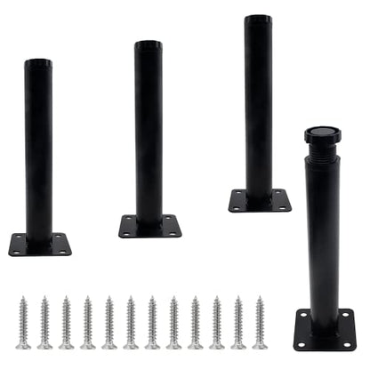 Bivethoi 4 PCS Black Adjustable Furniture Legs, 6.7 Inch / 170mm - size: 6.7 Inch / 170mm