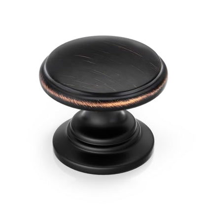 Goldenwarm Cabinet Knobs, Oil Rubbed Bronze Dresser Knobs 1-1/5 Inch 25 Pack Round Kitchen Hardware, Solid Zinc Alloy, Single Hole, Screws Included, Drawer Knob for Cupboard Dresser Bathroom Vanity - color: Oil Rubbed Bronze