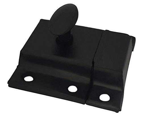 QCAA Oval Turn Cabinet Latch, for Cupboard & Other Furniture, Large, Matte Black, Made in Taiwan, 1 Pack - color: Matte Black, size: 1pack-large