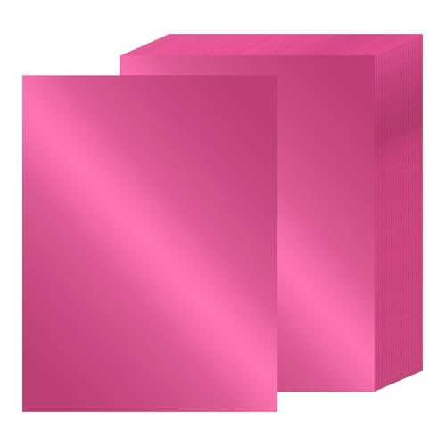 24 Sheets Pink Metallic Cardstock Paper 8.5 X 11", 92lb/250gsm Thick Paper Pink Foil Cardstock Shiny Mirror Glitter Paper for Crafts Scrapbook Card Making Invitations Party Decoration - color: Pink