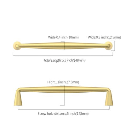 Asidrama Brushed Gold Cabinet Pulls Solid Handles,5 Inch,10 Pack - color: Brushed Gold, size: 5" Hole Center(128mm)
