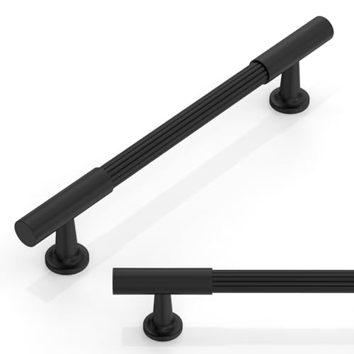 10 Pack Matte Black Cabinet Pulls 5 Inch(128mm) Kitchen Cabinet Handles Solid Heavy Duty Drawer Pulls - color: Matte Black, size: 5" Hole Center