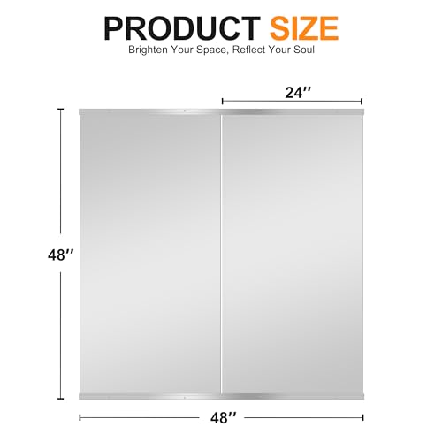 Delma Home Gym Mirror, 48"x24"x2PCS, Silver - size: 48''x24''x2PCS
