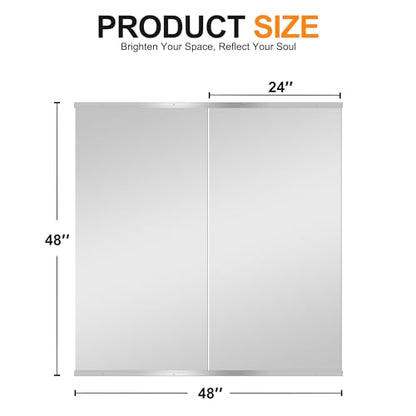 Delma Home Gym Mirror, 48"x24"x2PCS, Silver - size: 48''x24''x2PCS