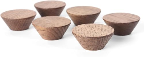 6 Pack Wood Cone Cabinet Knobs (Brown) - 1 ½ " Diameter Round Shape - Wooden Drawer Pulls for Cabinets Doors, Dresser and Drawers Knob, Kitchen Cabinet Door Handle - color: Brown 6 Pack