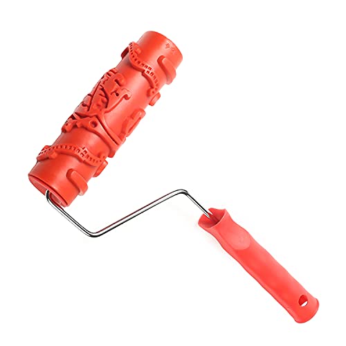 Utoolmart 7" Home Wall Rubber Paint Roller 175mm Wooden Grain Painting Roller with Plastic Handle 1Pcs - size: EG124T