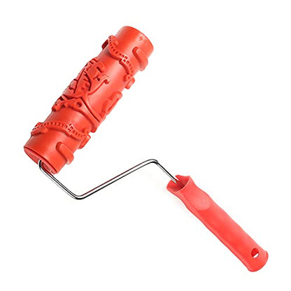 Utoolmart 7" Home Wall Rubber Paint Roller 175mm Wooden Grain Painting Roller with Plastic Handle 1Pcs - size: EG124T