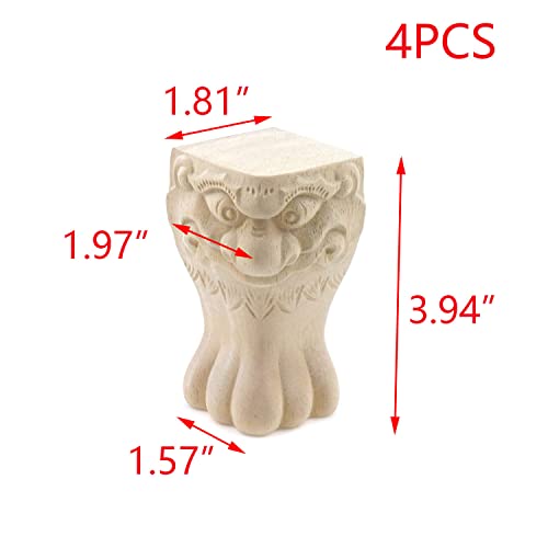 T Tulead 4PCS Wood Furniture Legs Sofa Couch Ottoman Legs Unfinished Cabinet Feet 100mm/3.94" Height Chair Table Legs - size: Height:3.94"