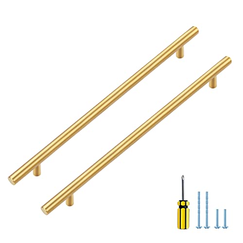 Ravinte Brushed Brass Cabinet Handles, 5 Pack Drawer Pulls, 10 in - size: 10 inch hole centers