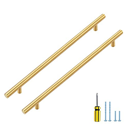 Ravinte Brushed Brass Cabinet Handles, 5 Pack Drawer Pulls, 10 in - size: 10 inch hole centers