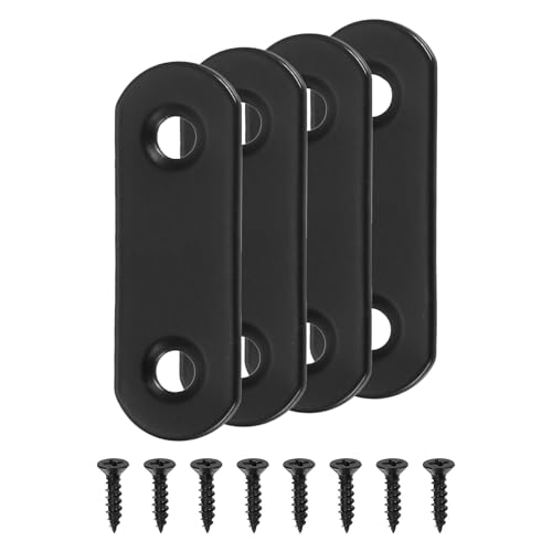 uxcell 4 Set Flat Repair Plates, 0.63 x 1.8 Inch Stainless Steel Flat Straight Brace Bracket Mending Joining Plates with Screws for Fixing Wooden Furniture Corner, Black - size: 0.63 x 1.8 Inch