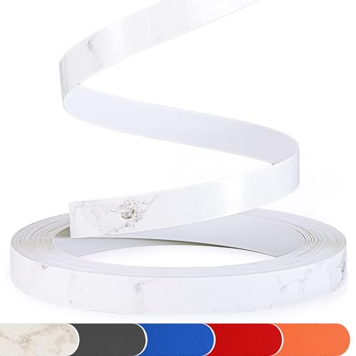 PVC Edge Banding 1" x 25ft Non Glued White Marble Edge Banding High Glossy Edge Banding for Table Cabinet - color: Bright marble Non&Adhesive, size: 1 Inch