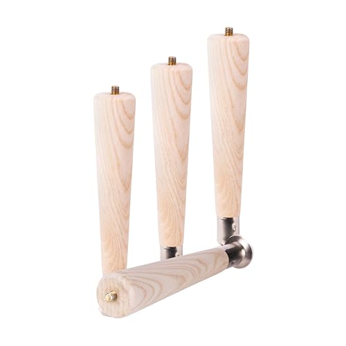Waddell Round Taper Leg (4 Count, 8" H) | Self Leveling Quick Mount Wooden Legs with 5/16" #18 Hanger Bolt | Decorative Unfinished Furniture Legs for DIY Home Improvement | Mid Century Modern Decor - size: 8"H