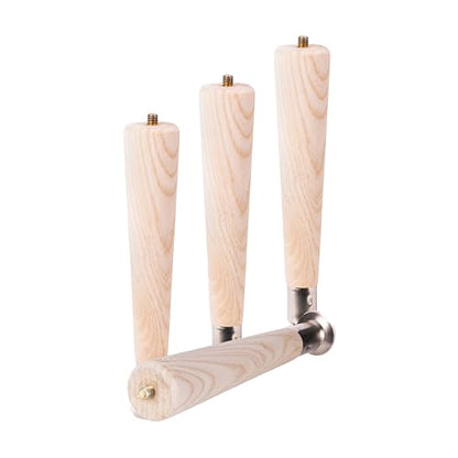 Waddell Round Taper Leg (4 Count, 8" H) | Self Leveling Quick Mount Wooden Legs with 5/16" #18 Hanger Bolt | Decorative Unfinished Furniture Legs for DIY Home Improvement | Mid Century Modern Decor - size: 8"H