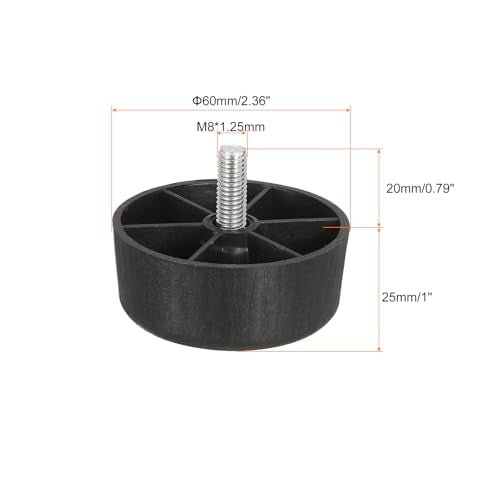 uxcell 6 Pcs M8 x 1 x 2.4 Inch Furniture Legs, Plastic Sofa Couch Legs Tapered Replacement Legs Tapered Feet for Chair Sofa Dresser Cabinets Bed, Black - size: M8 x 1 x 2.4 Inch