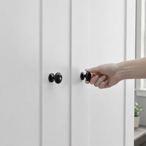 trust4care 8-Pack Matte Black 1.5" Bifold Closet Door Cabinet Knobs Pulls - color: Black, size: Set of 8