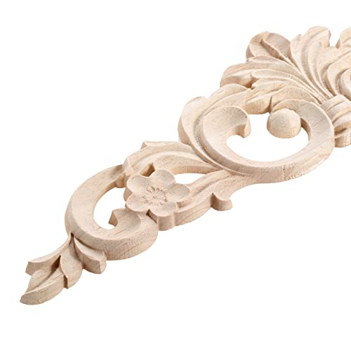 1Pc Wood Carved Appliques Long Wooden Carving Onlays Decals for Furniture - color: 1-Pack, size: 7.9 x 2 inches