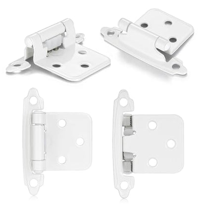 White Cabinet Hinges, 1/2” Overlay, 4 Pack - color: White, size: 1/2 Inch Overlay