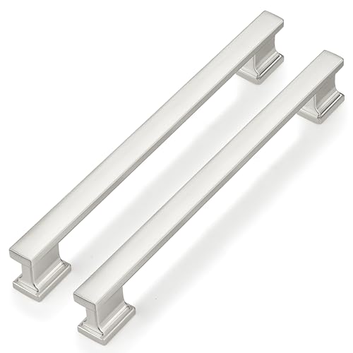 Probrico 10 Pack Cabinet Handles Brushed Satin Nickel 6.3 Inch (160mm) Hole Centers Kitchen Cabinet Pulls for Cabinets Drawer Pulls - color: Brushed Nickel, size: 6.3 inch hole center