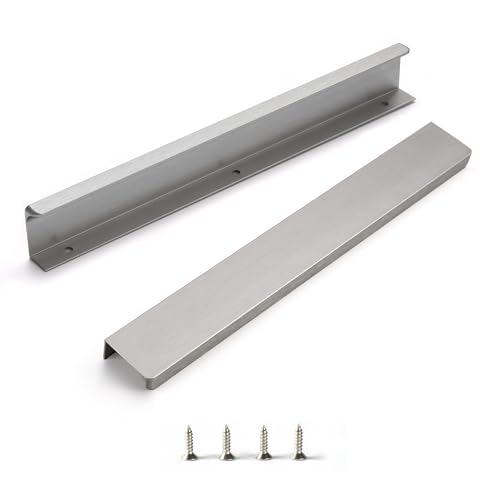 Finger Pull for Cabinets Kitchen Drawer knobs Low Profile Door Dresser Bathroom Long Cupboard Cabinet Pulls Handles Aluminum 6 Pack Brushed Nickel 11.81" Easy Installation - color: Brushed Nickel, size: 10" Hole Center 11.81" Overall Length