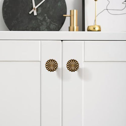 Antique Brass Cabinet Knobs，10 Pack Solid Drawer Pulls for Dressers - color: Antique Brass
