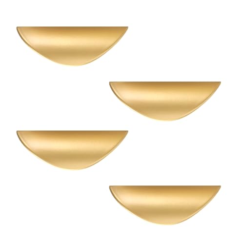 Primst 4 Pack Brushed Gold Cabinet Pulls, 1.3 inch Hole Centers Kitchen Cabinet Handles, Matte Gold Half Moon Cupboard Hardware for Kitchen Drawers, Dresser, Bathroom Vanity - color: Gold, size: S-4PCS
