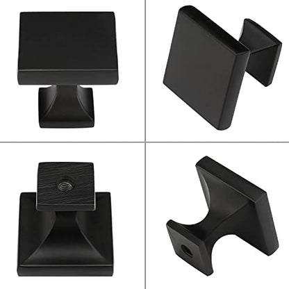Peaha 15 Pack Black Cabinet Knobs, Square Zinc Alloy Drawer Knobs - color: Black